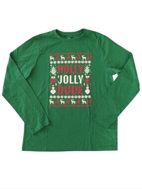 🎄 Holiday Time "Holly Jolly Dude" Graphic Tee | Youth XL/14/16